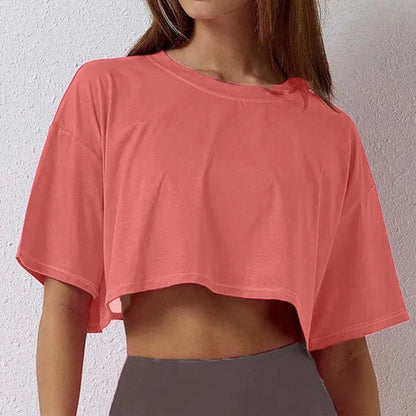 Cotton Short Sleeve Yoga Fitness T-shirt