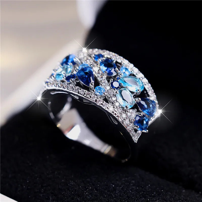 Luxury Blue Zircon Stone Ring