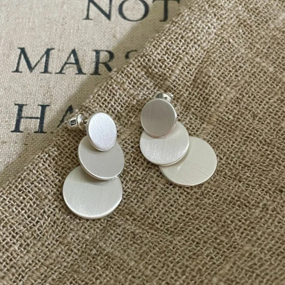 925 Sterling Silver Frosting Hoop Crossing Line Hollow Out Earrings