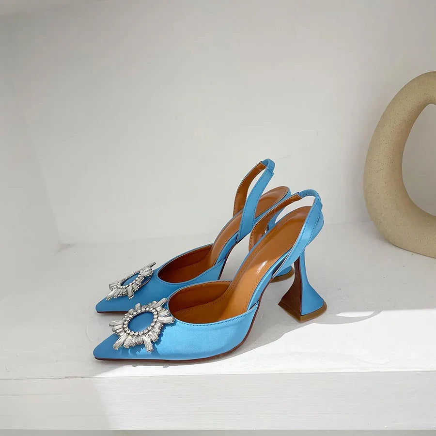 Silk High Heels Luxury Crystal Butterfly Shoes