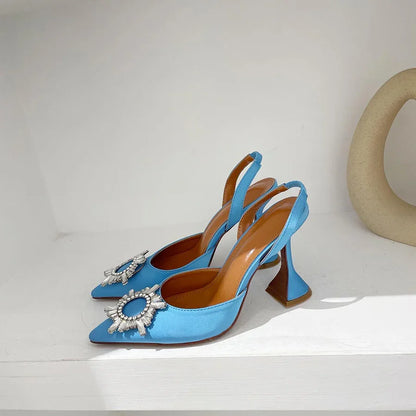 Silk High Heels Luxury Crystal Butterfly Shoes