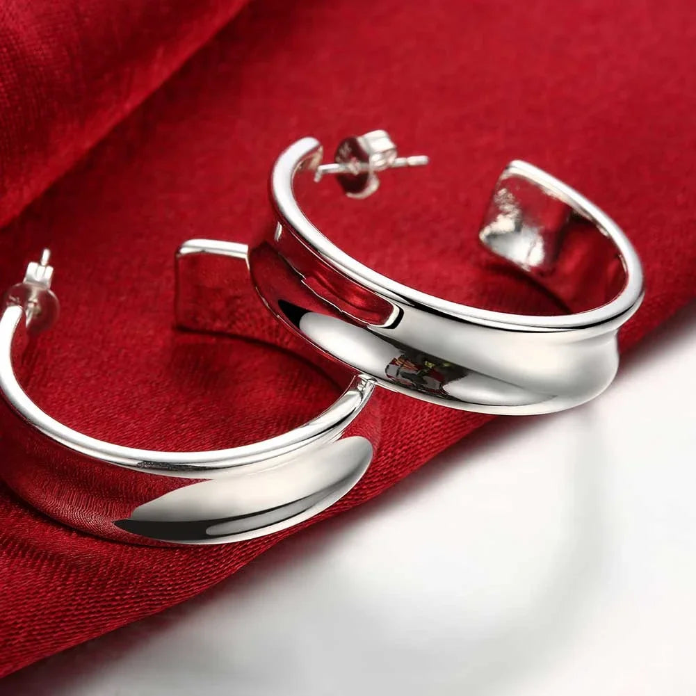 925 Sterling Silver Round Circle Hoop Earrings