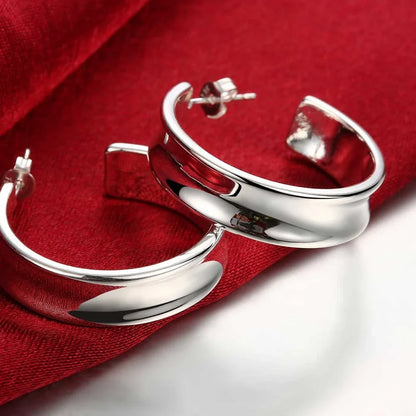 925 Sterling Silver Round Circle Hoop Earrings
