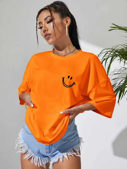Happy Expression Cotton Short Sleeve Hip Hop T-Shirts