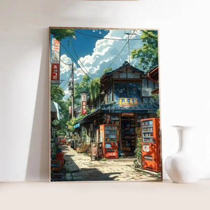Japanese Tokyo Teahouse Cartoon Canvas Print