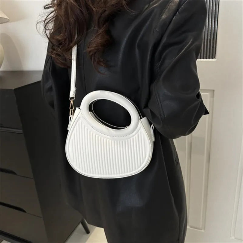 Chic Stripe Crossbody Elegant Synthetic Leather Handbag