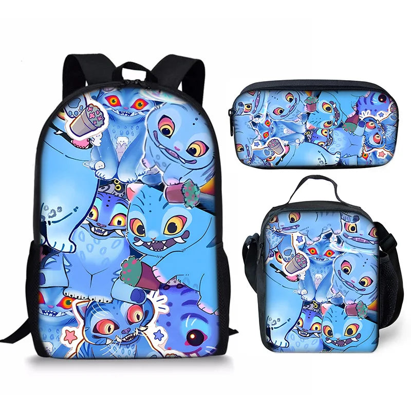KPop Demon Hunters School Bags Backpack With Lunch Bag & Pencil Bag