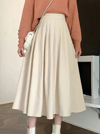 Vintage Pleated High Waist Korean College Long Goth Skirt