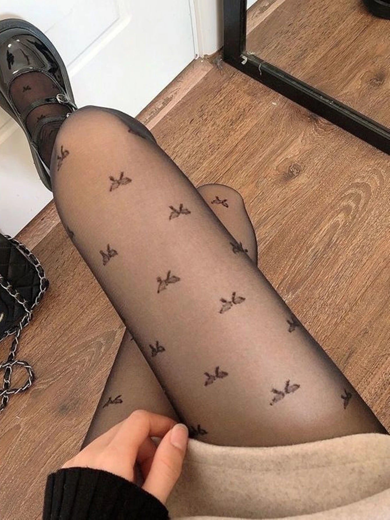 Sexy Black Heart Polka Dot Lolita Pantyhose Tight High Socks