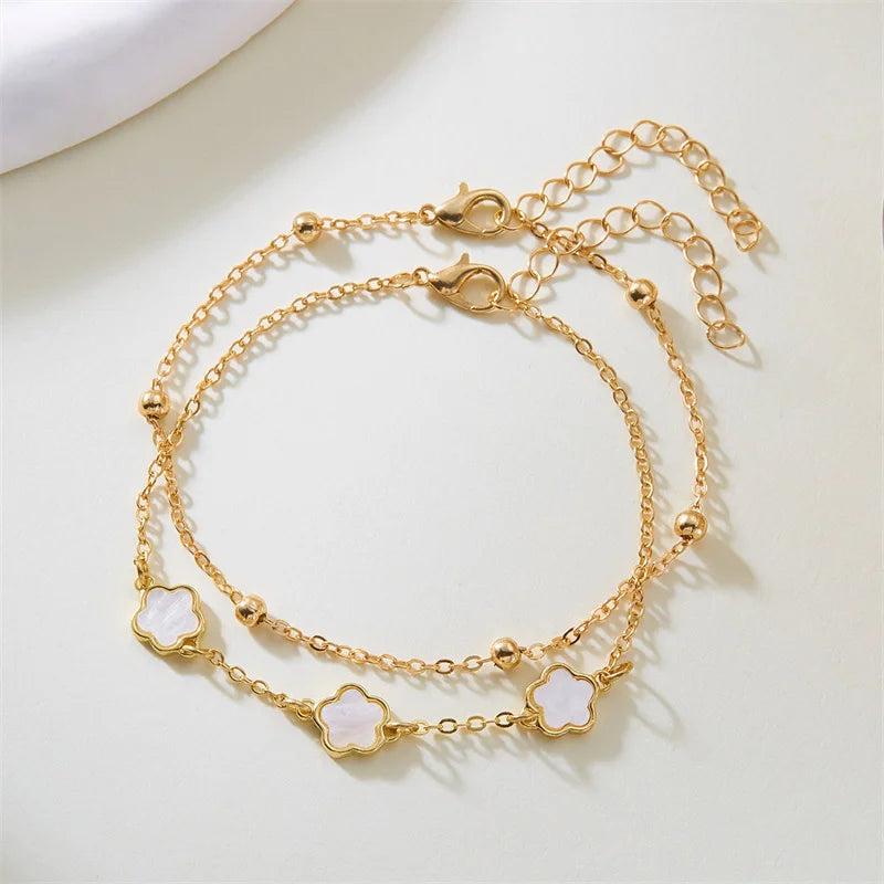 5 Leaf Flower Anklet Bracelet