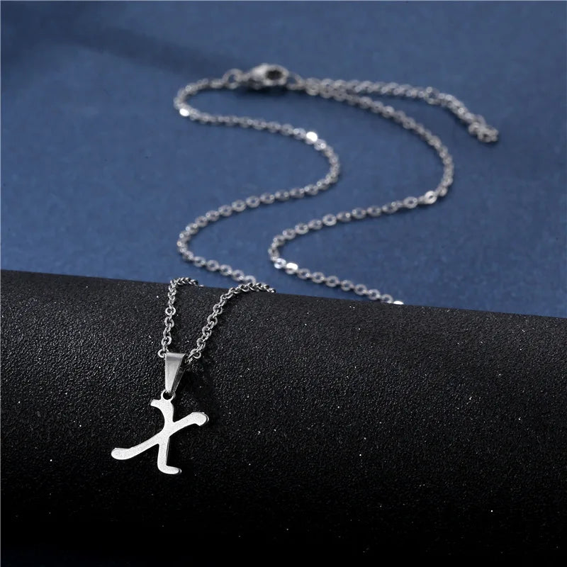 Letter Stainless Steel Letter Glossy Choker Necklaces