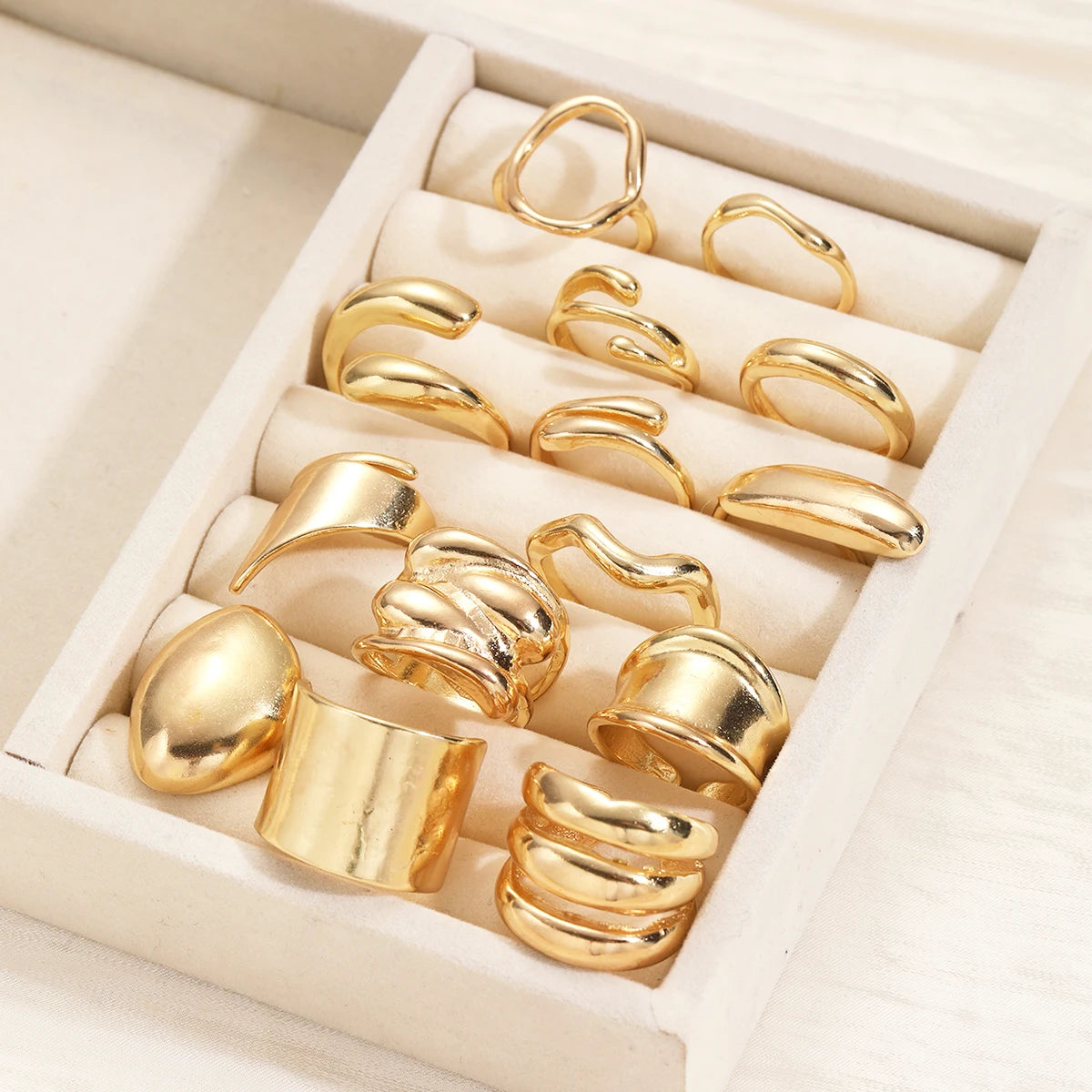 Vintage Smooth Open Rings Set