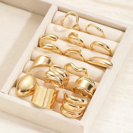 Vintage Smooth Open Rings Set