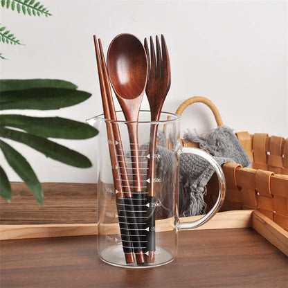 Japanese Wooden Spoon Fork Chopsticks Set