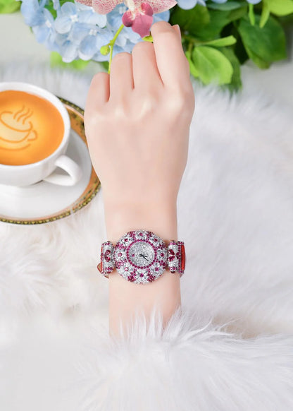 Full Diamond Artificial Ruby Exquisite Luxury Watch
