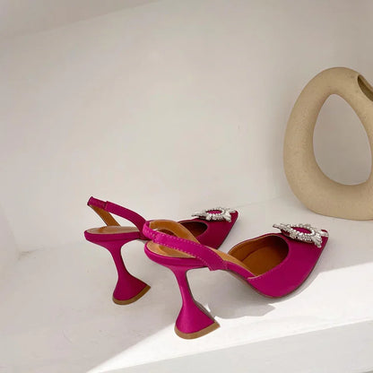 Silk High Heels Luxury Crystal Butterfly Shoes