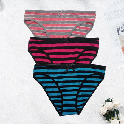 Striped Underwear Plus Size Seamless Panties Cotton Lingerie 3 pcs/lot