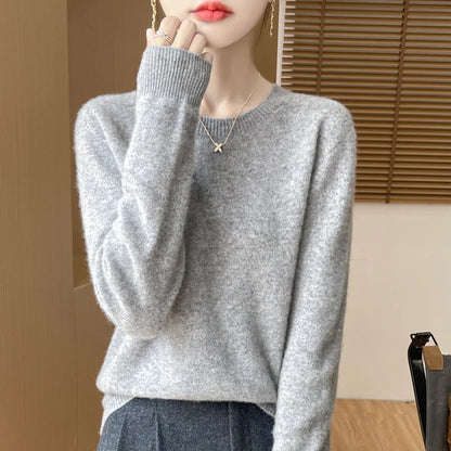 Wool Cashmere Pullover O-Neck Long Sleeve