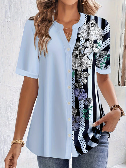 Casual Round Collar Half Sleeve Blouse
