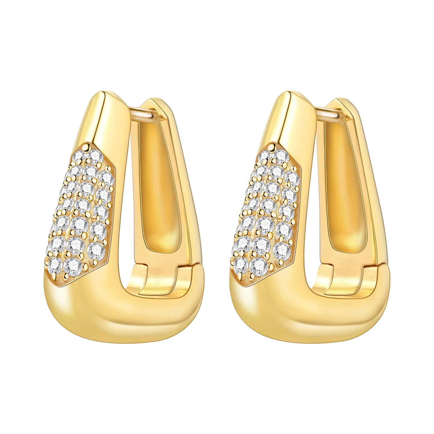 S925 Sterling Silver Zircon 18K Gold Lining Vintage Hoop Earrings