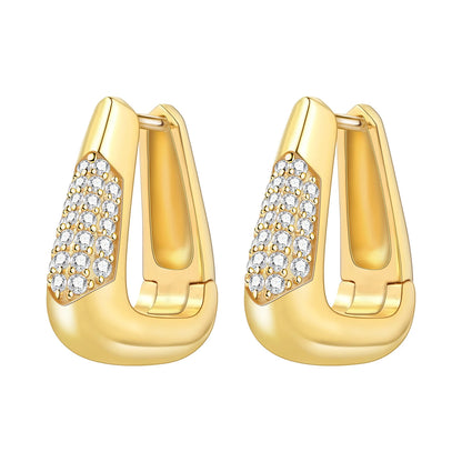 S925 Sterling Silver Zircon 18K Gold Lining Vintage Hoop Earrings