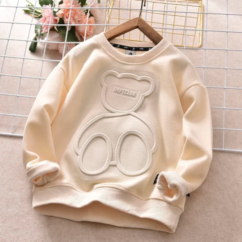 Steel Print Bear Teenagers Long Sleeve Cotton Anime Hoodie Pullovers