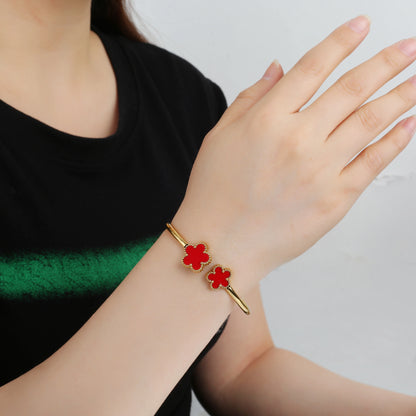 Shell Five-Leaf Flower Stainless Steel Bracelet