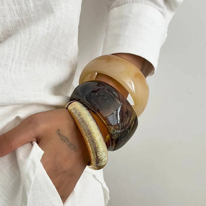 Vintage Geometry Resin Acrylic Thick Wide Bracelets