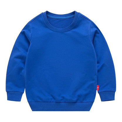 Spring Cotton Plain Hoodies Tops 3-10 Years Long Sleeve T-shirt