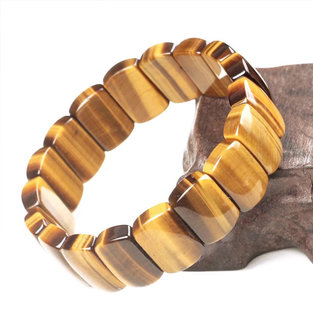 Natural Tiger Eye Stone Square Handmade Reiki Healing Meditation Bangles Bracelets