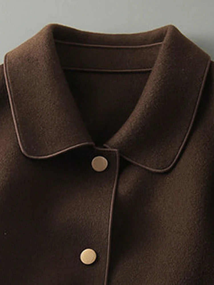 Classic Solid Short Woolen Warm Clothing Button Up Coat