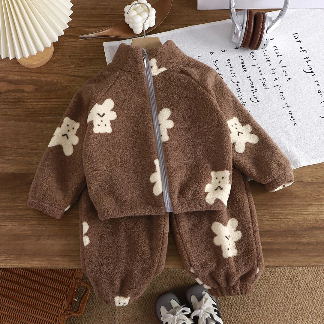 Fleece Homewear Suit 1-8Y Korean Thickened Warm Sets