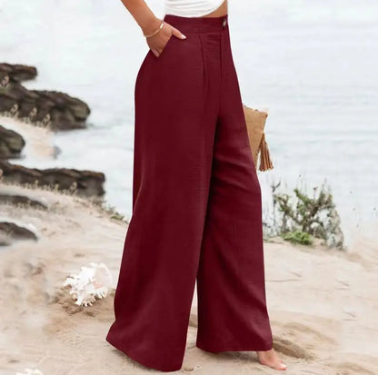 Cotton-Linen Casual Lightweight Elastic Waist Lounge Pants