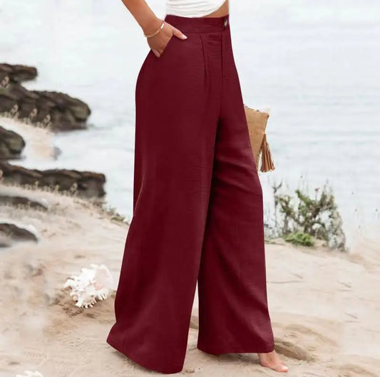 Cotton-Linen Casual Lightweight Elastic Waist Lounge Pants