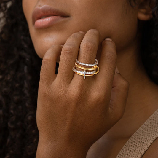 DANA Zirconia Gold Plated Rings Set