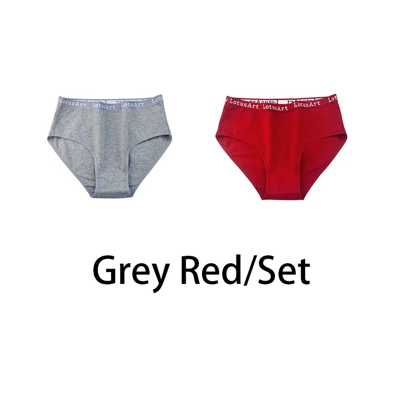 2PCS/Set Cotton Solid Panties Sexy Plus Size Lingerie