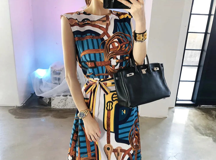 Korean Sexy Sleeveless  A-Line Long Skirt Korean Set