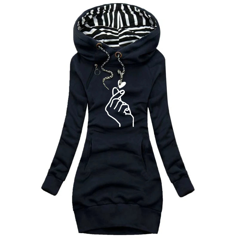 Sweater Long Sleeve Hoodie Dress A