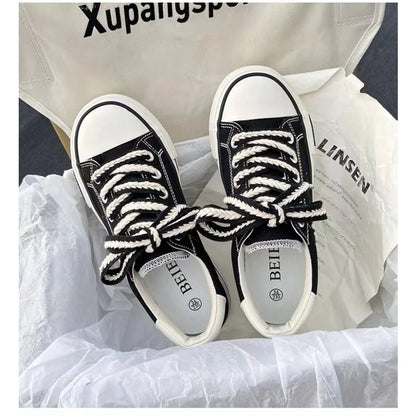 Platform Vulcanized Canvas Shoe Casual Flat Sneakers