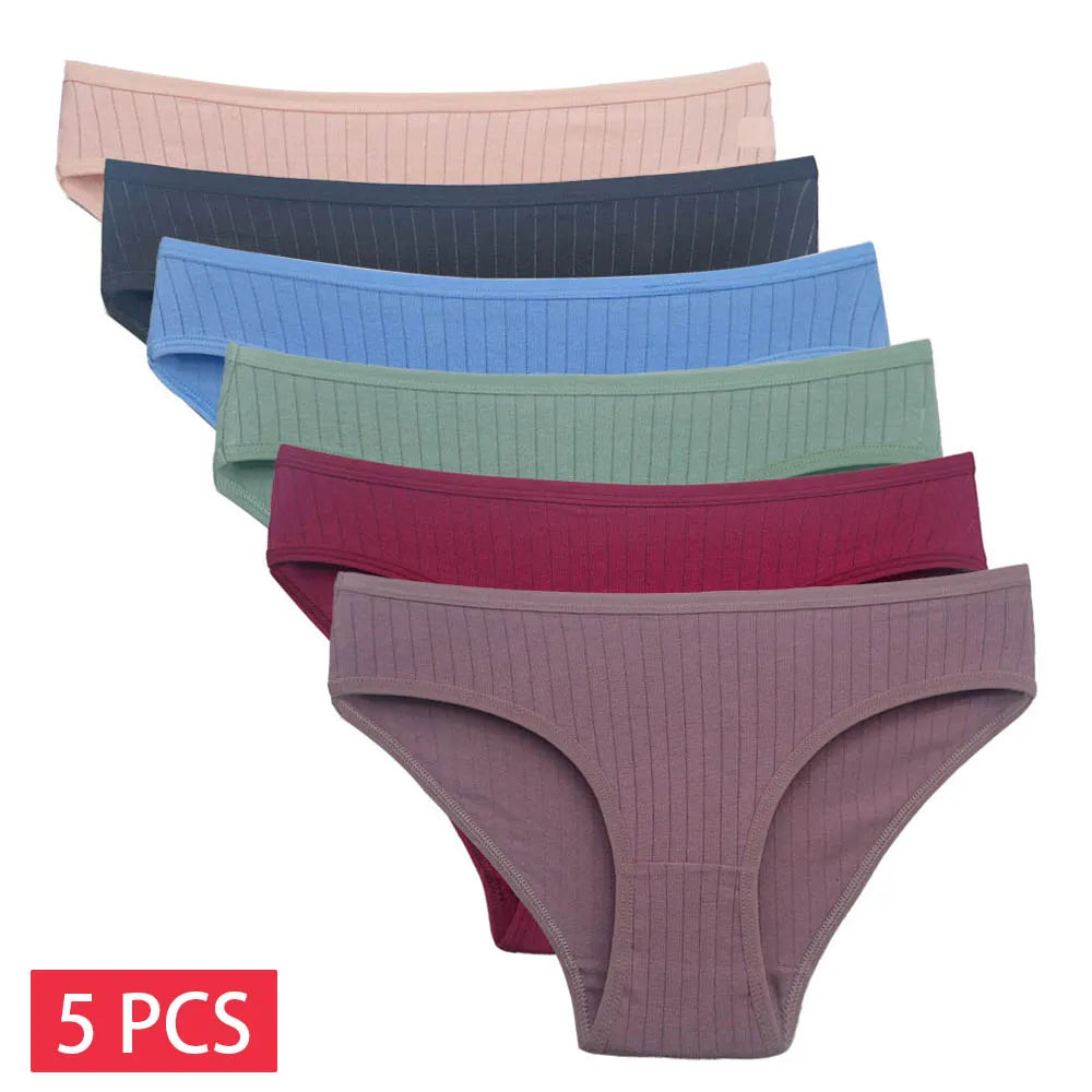 5 PCS/SET Cotton Sexy Underpants Intimates Lingerie Cotton Briefs Panties