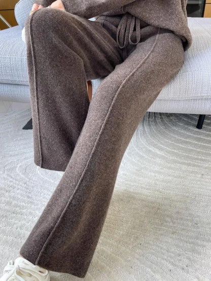 Autumn Winter High End Knitted Wide Casual Straight Pants