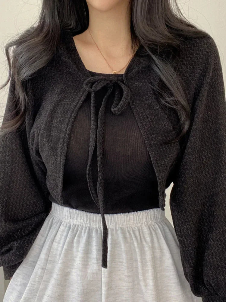 Thin White Cardigan Korean Sleeve Short Top