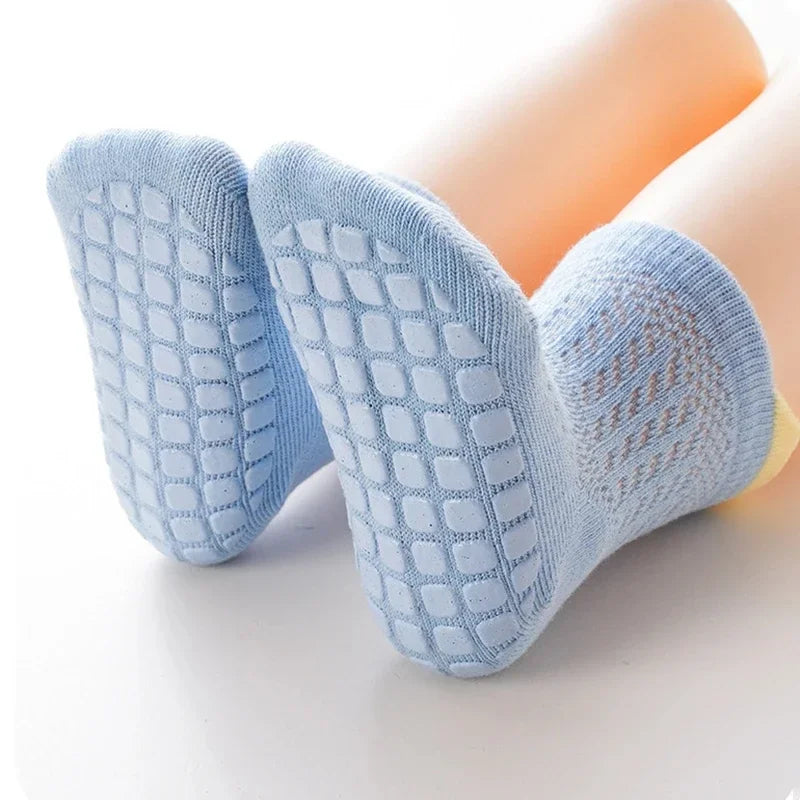 3pairs/lot 6 Colored Of Net Eye Non-slip Cotton Socks