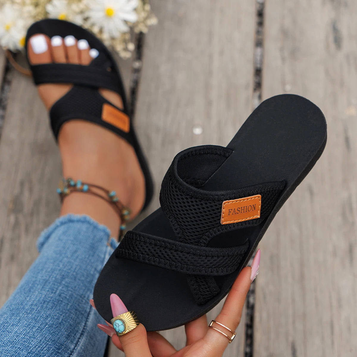 Mesh Breathable Flat Sandals