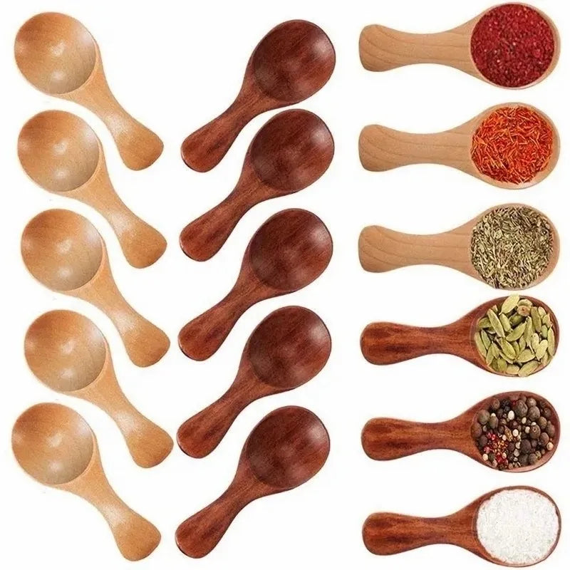 1-10PCS Mini Natural Wooden Spoons