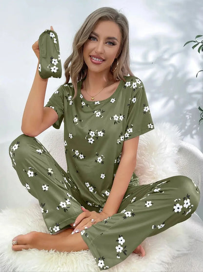 Short sleeve love pattern casual pyjamas