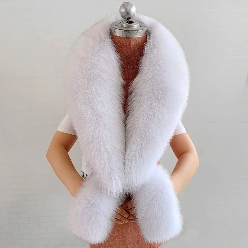 Conjunto de bufanda y puños de piel de zorro natural