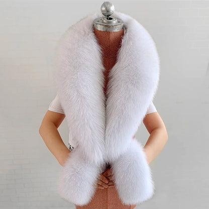 Conjunto de bufanda y puños de piel de zorro natural