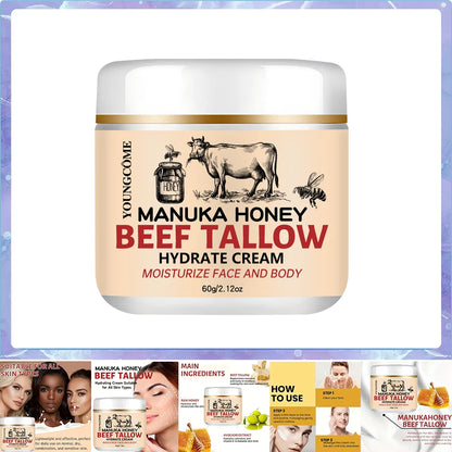 Beef Tallow Honey Balm Moisturizing Hydrating Face Cream