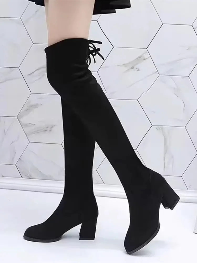 DANA Thick Sole Knitted Long Boots